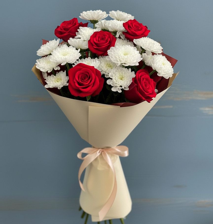 Букет цветов из: Розы и Хризантемы в Ишеевке