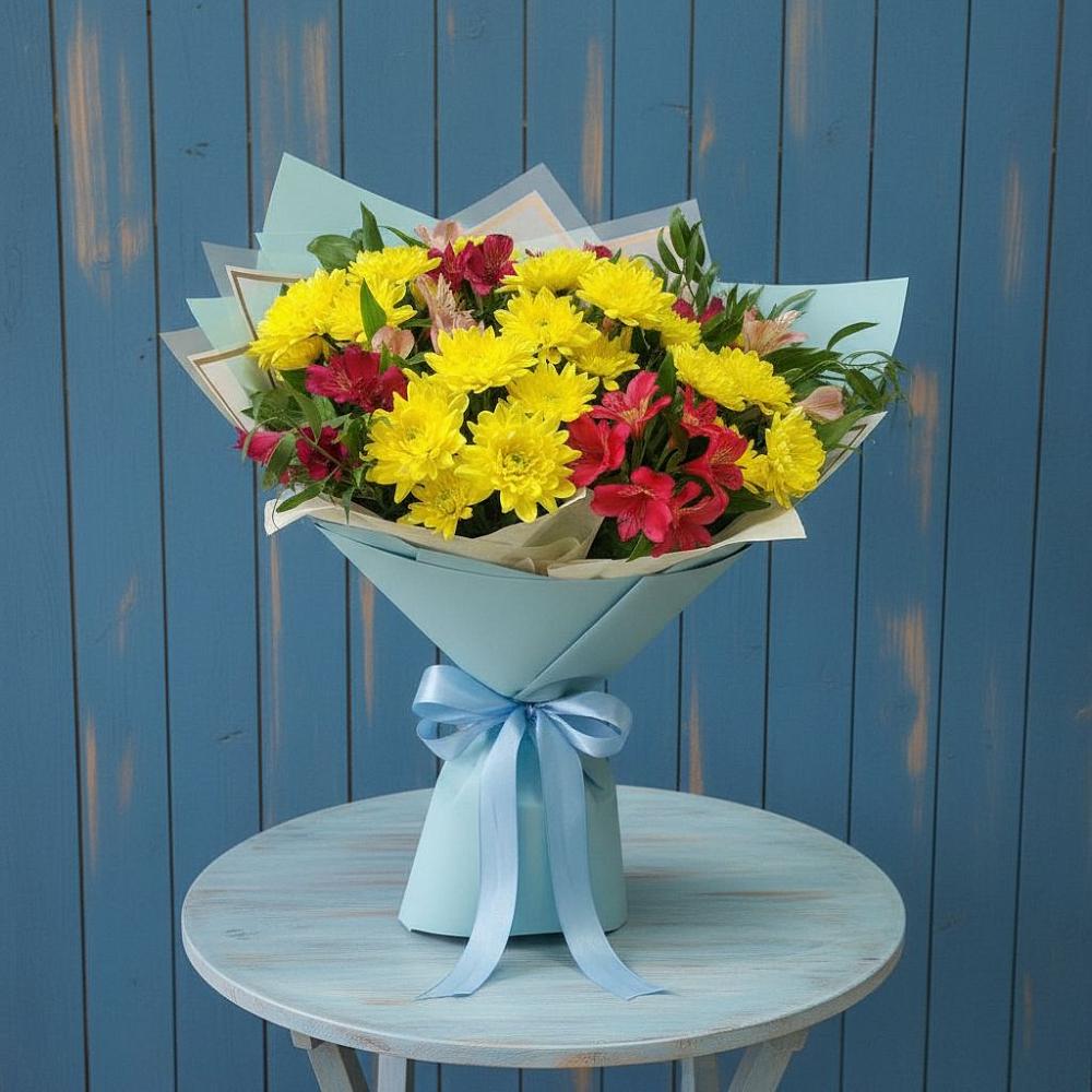 Букет цветов из: Альстромерии и Хризантемы в Ишеевке