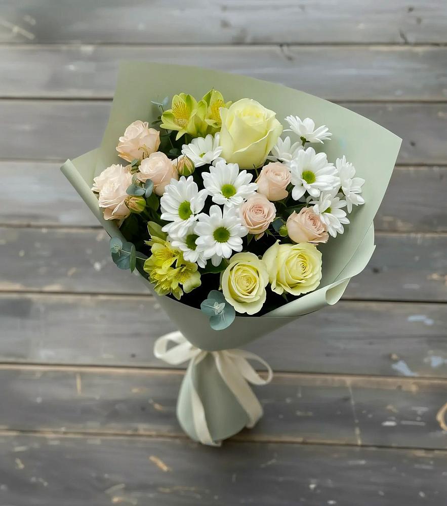 Букет цветов из: Альстромерии, Розы и Хризантемы в Ишеевке