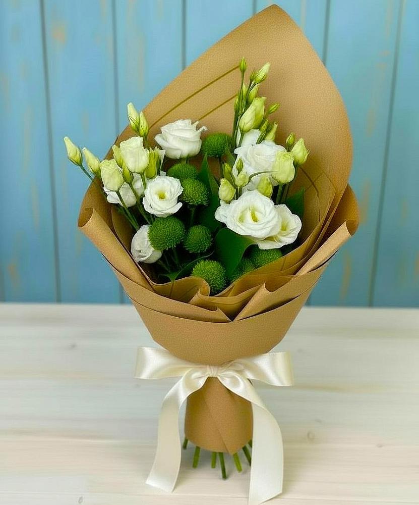 Букет цветов из: Хризантемы и Лизиантусы в Ишеевке