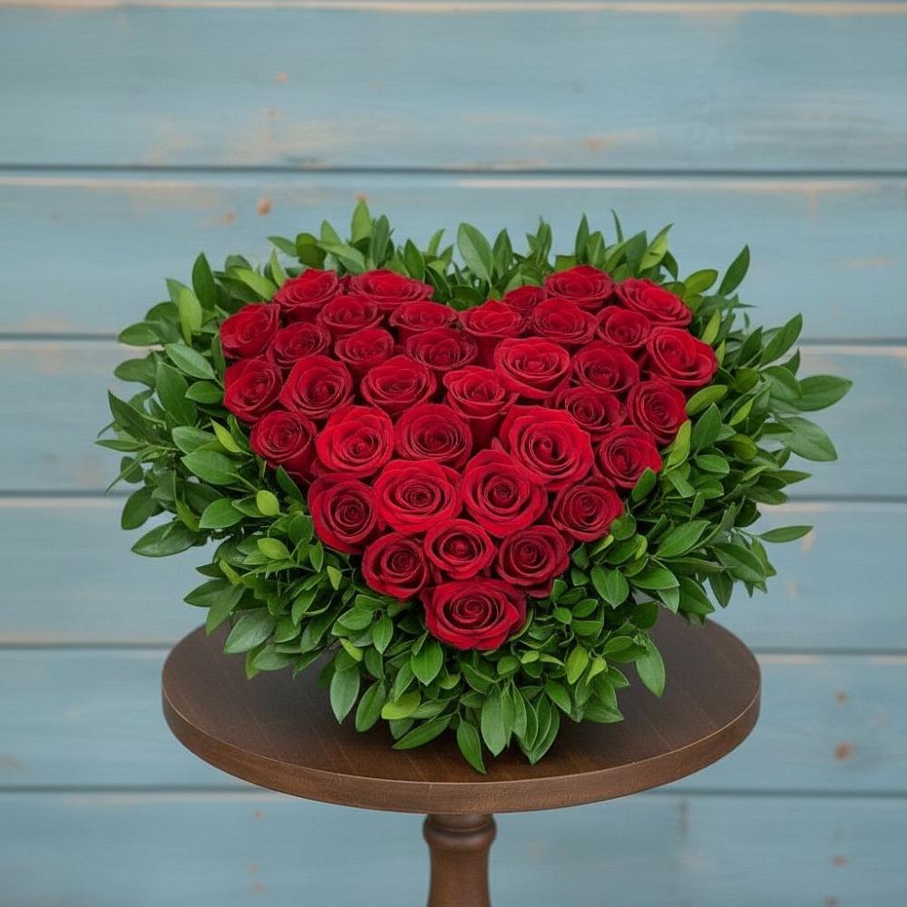 Цветочная композиция из Розы в виде сердца в Ишеевке