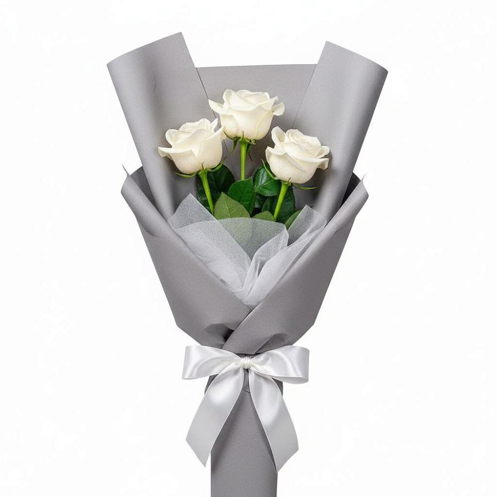Букет 3 белые розы в Ишеевке
