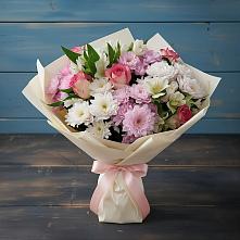 Букет цветов из:  Хризантемы, Альстромерии и Розы в Ишеевке