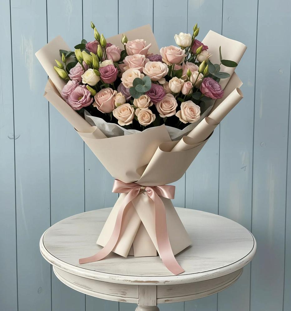 Букет цветов из: Розы и Лизиантусы в Ишеевке