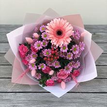 Букет цветов из:  Розы, Герберы и Хризантемы #REPLACE_PRED# Ишеевке