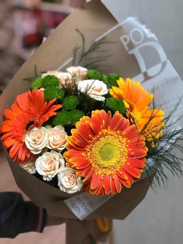 Букет цветов из: Герберы, Хризантемы и Розы в Ишеевке