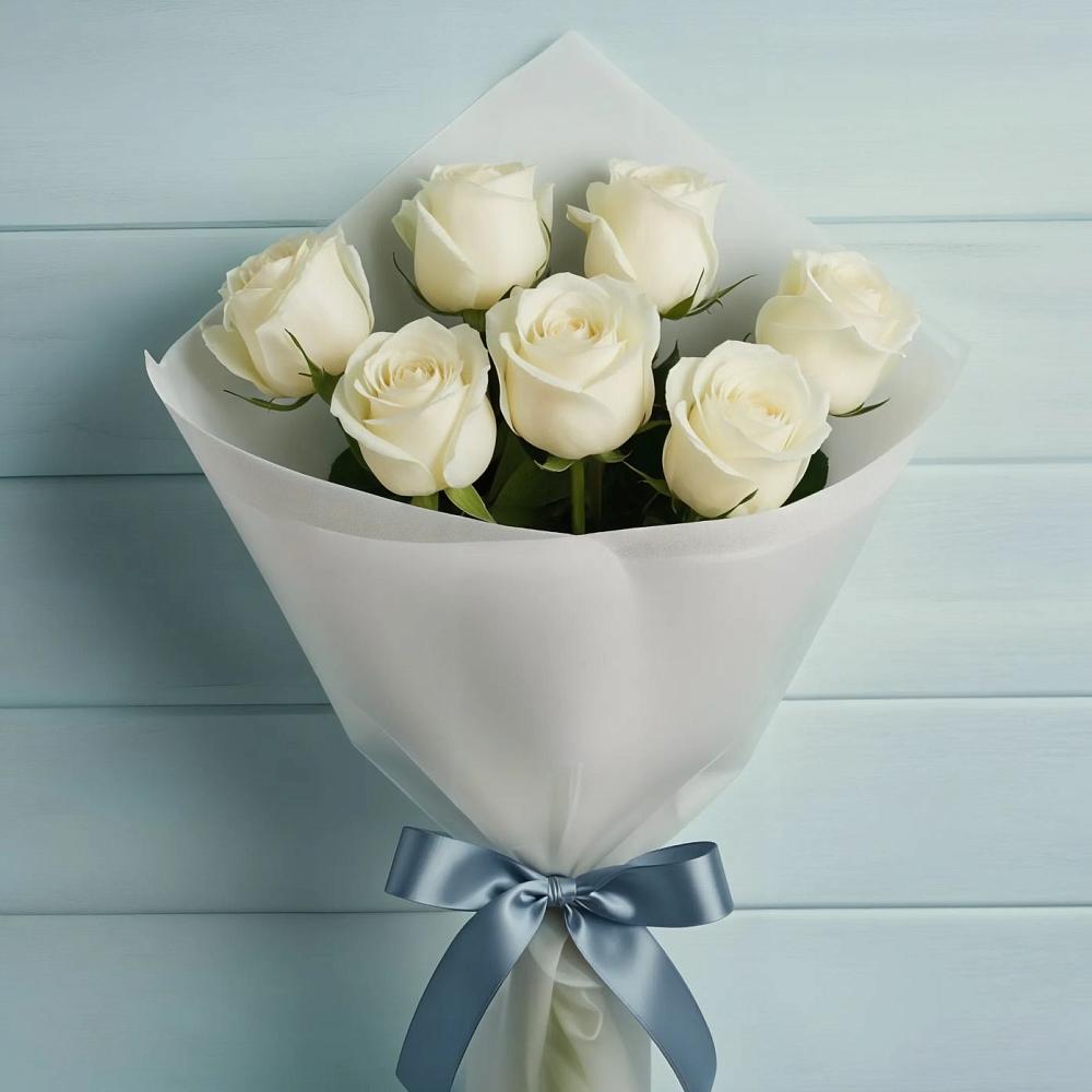 Букет 7 Белых роз Эдлесс Лав в Ишеевке