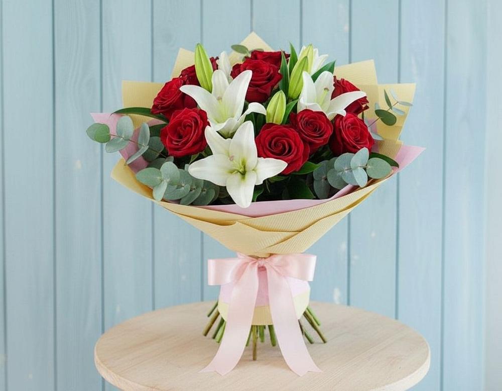 Букет цветов из: Лилии и Розы в Ишеевке